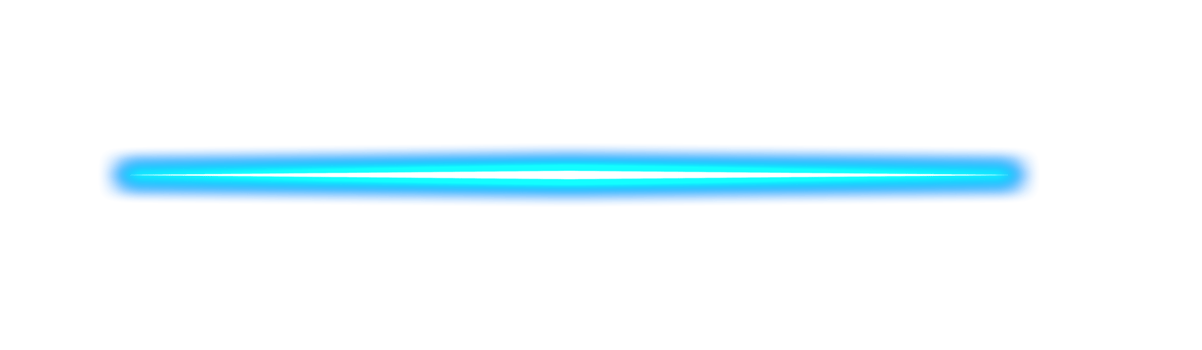 Single glowing blue neon light beam with soft flare on transparent background png