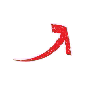 Red hand drawn circular arrow vector