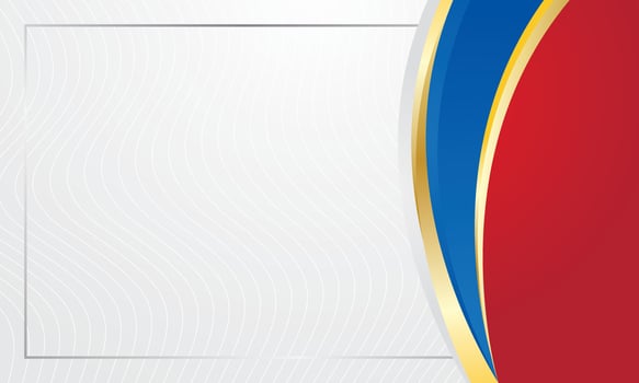 Certificate background with modern blue red gold curves vector