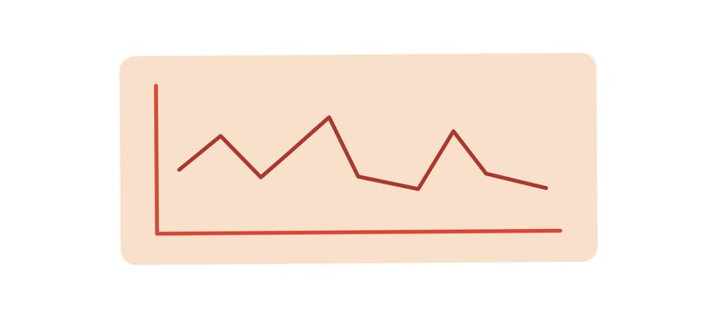 This simple flat chart displays trend data in a graph format. Trend visualization captures key data points effectively. Ideal for educational purposes, presentations, or business reporting. vector