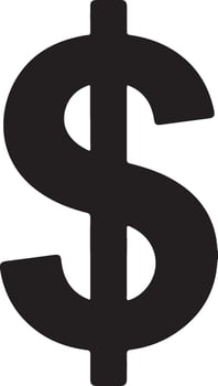 Black Bold Flat U S Dollar Sign Symbol Isolated on White Background Simple Monochrome Currency Icon Graphic Design Element vector