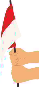 Hands Holding Indonesian Flag in Flat Design. vector