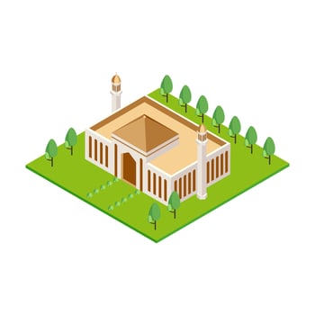 Modern Mosque with Green Surroundings vector