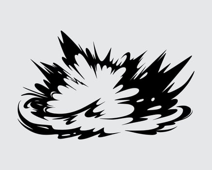 bomb smoke fire dust explossion illustration cartoon element, silhouette, clip art, splash editable vector