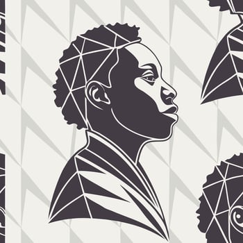 Stylized portrait of a person using abstract geometric shapes for facial features and hair vector