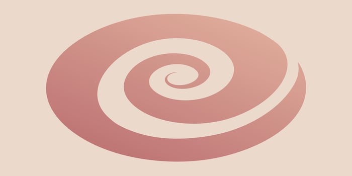 Two-tone spiral form in pink cream colors with Ombre effect on a soft beige swirl vector