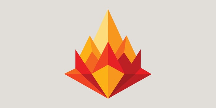 Geometric flame triangular shapes in red orange yellow colors on gray fire triangles vector
