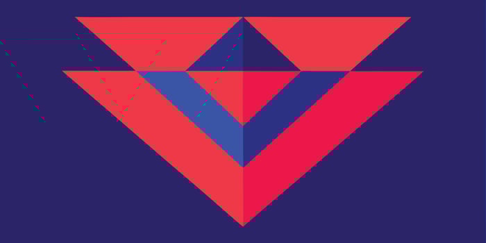 Abstract geometric composition overlapping red blue triangles on a dark blue shapes vector
