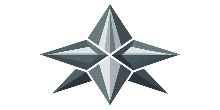 Geometric star made overlapping gray diamond shapes on a vector