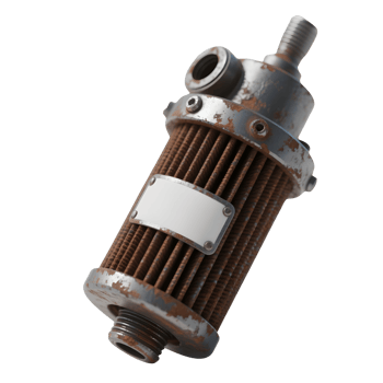 A rusty engine filter is isolated on transparent background png
