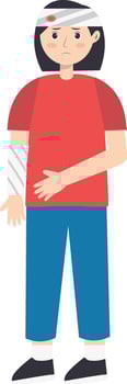 Female Injury and Pain Illustration in Cartoon Design. vector