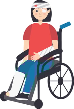 Illustration of Injury and Pain of a Female in a Wheelchair vector