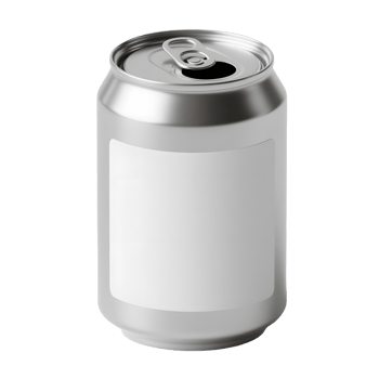 Aluminum soda can with blank label isolated on transparent background png