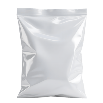 A blank plastic bag is isolated on transparent background png