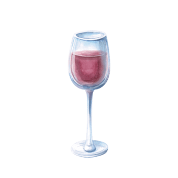 Full glass with red wine. Isolated watercolor illustration in realistic style for restaurant, bar design, menu design, printing on posters and postcards. png