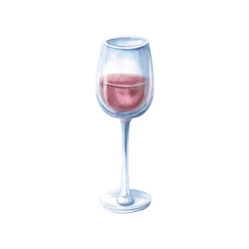 Half full glass of red wine. Isolated watercolor illustration in realistic style for restaurant, bar design, menu design, printing on posters and postcards. png