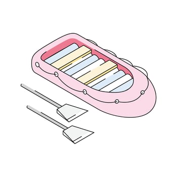 A premium isometric icon of rubber boat adventure vector