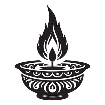 Silhouette icon of traditional Indian diya vector