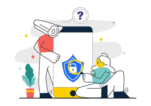 Secret Surveillance Illustration with Hidden Camera Monitoring in Flat Cartoon Style vector