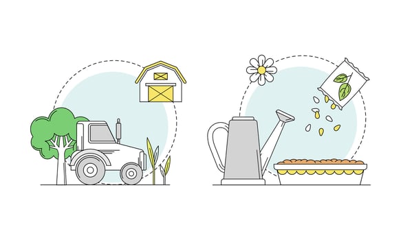 Gardening related symbols set. Eco farming concept illustration vector