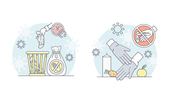 Personal protective equipment, medical mask and gloves. Coronavirus safety measures illustration vector