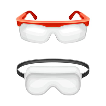 Safety glasses and mask set. Industrial protective equipment illustration vector