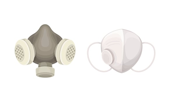 Respiratory and protective mask. Industrial protective equipment illustration vector