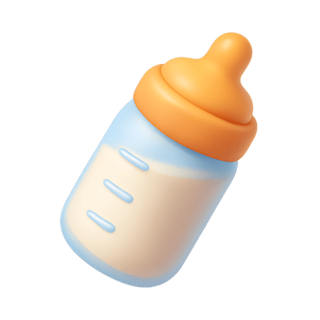 Baby Bottle Milk Feed with Orange Cap png