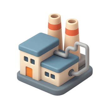 Factory building with chimneys for industrial production png