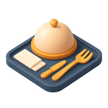 Dessert with utensils on tray png