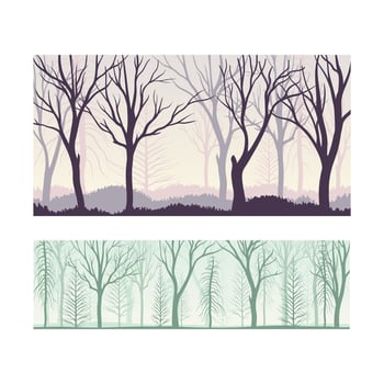 Seamless lifeless trees silhouettes. Early spring or late autumn background illustration vector