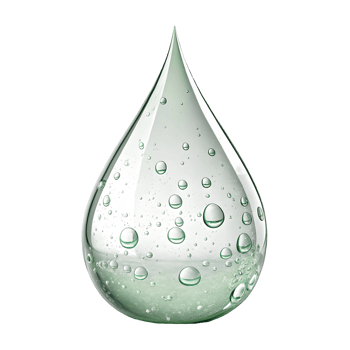 Clear Green Water Droplet with Bubbles Isolated , Hydration Concept, Purity and Cleanliness Aesthetic Transparent Background png