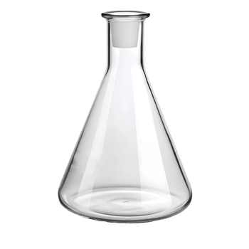 Empty Erlenmeyer Flask with Stopper Isolated , Science Lab Glassware, Experiment Equipment Transparent Background png