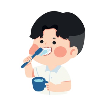 Cartoon Boy Brushing Teeth Illustration vector