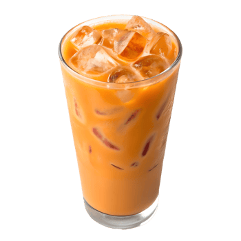 Refreshing Thai Iced Tea in a Glass with Ice Cubes, Creamy Orange Beverage, Summer Drink, Studio Shot, Transparent Background png