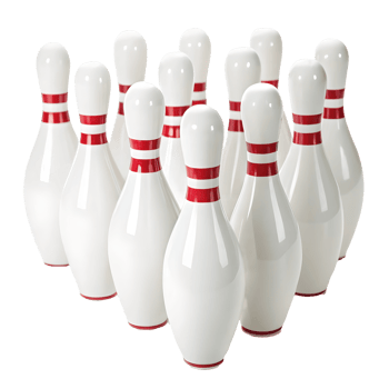 Striking Arrangement Classic Bowling Pins Ready for Action, Team Sport Competition, White and Red Theme, Indoor Game, Recreation Leisure Transparent Background png