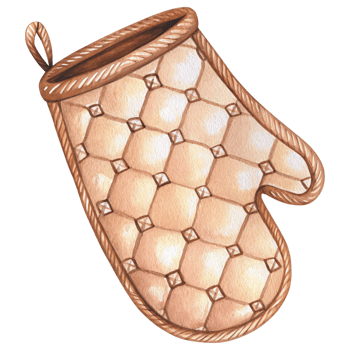 A close-up shot of a quilted oven mitt, with intricate diamond pattern and a loop for hanging, ready for culinary adventures. png