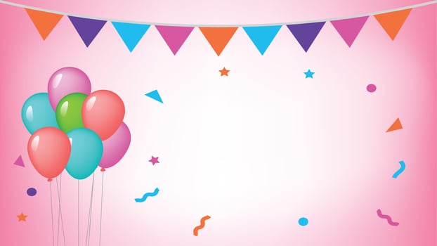 Festive Birthday Party Balloons and Confetti vector