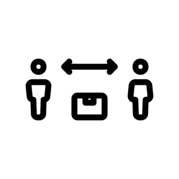Contactless Delivery with Social Distancing Between People vector