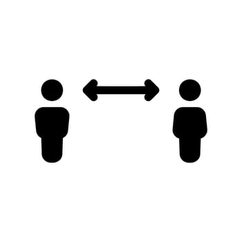 Two People Figures with Distance Arrow for Social Distancing Reminder vector