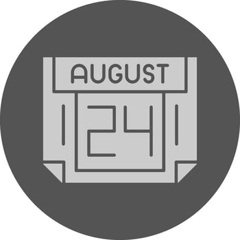 24 August Minimal Grey Icon vector
