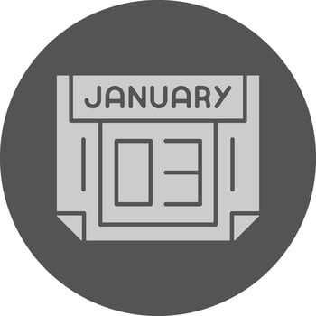 3 January Minimal Grey Icon vector