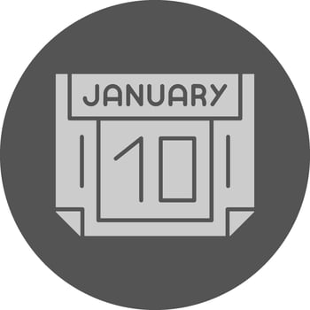 10 January Minimal Grey Icon vector