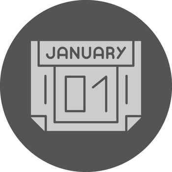 1 January Minimal Grey Icon vector