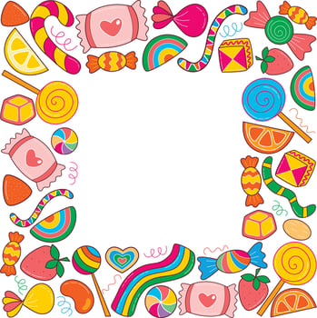 Square frame of candies and sweets vector
