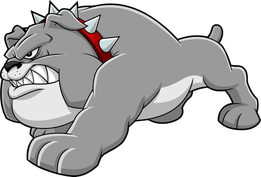 Aggressive Bulldog In Attack Stance With Gritted Teeth And Strong Limbs vector