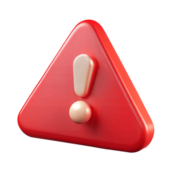 3D Red Alert Triangle with Exclamation Mark, Smooth Plastic Surface png