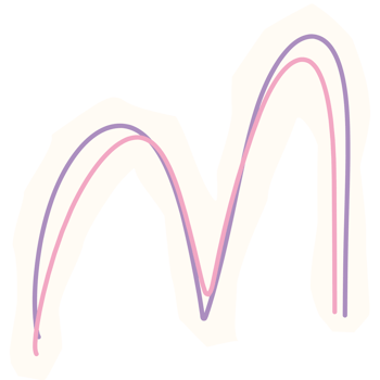 a pink and purple line drawing of a letter m png