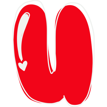 a red letter u with a heart on it png