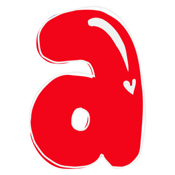 letter a red with a heart shape png